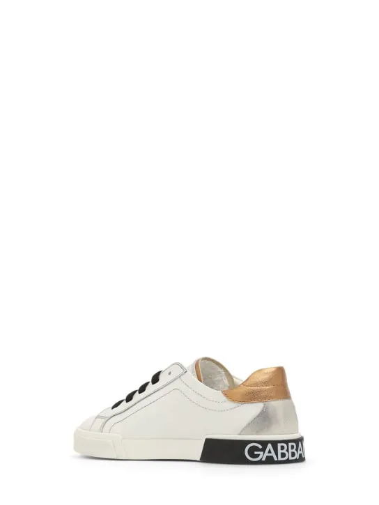 Dolce&Gabbana   Embellished logo leather sneakers 