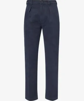 Drakes Mens Navy Games straight-leg regular-fit cotton-twill trousers