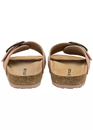 Dunlop Nisha Rose Gold Leather Crossover Buckle Footbed Sandals | Grattan