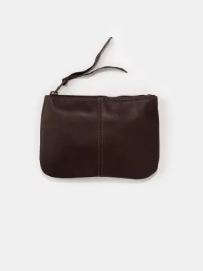 Elodie Leather Makeup Bag - Dark Chocolate