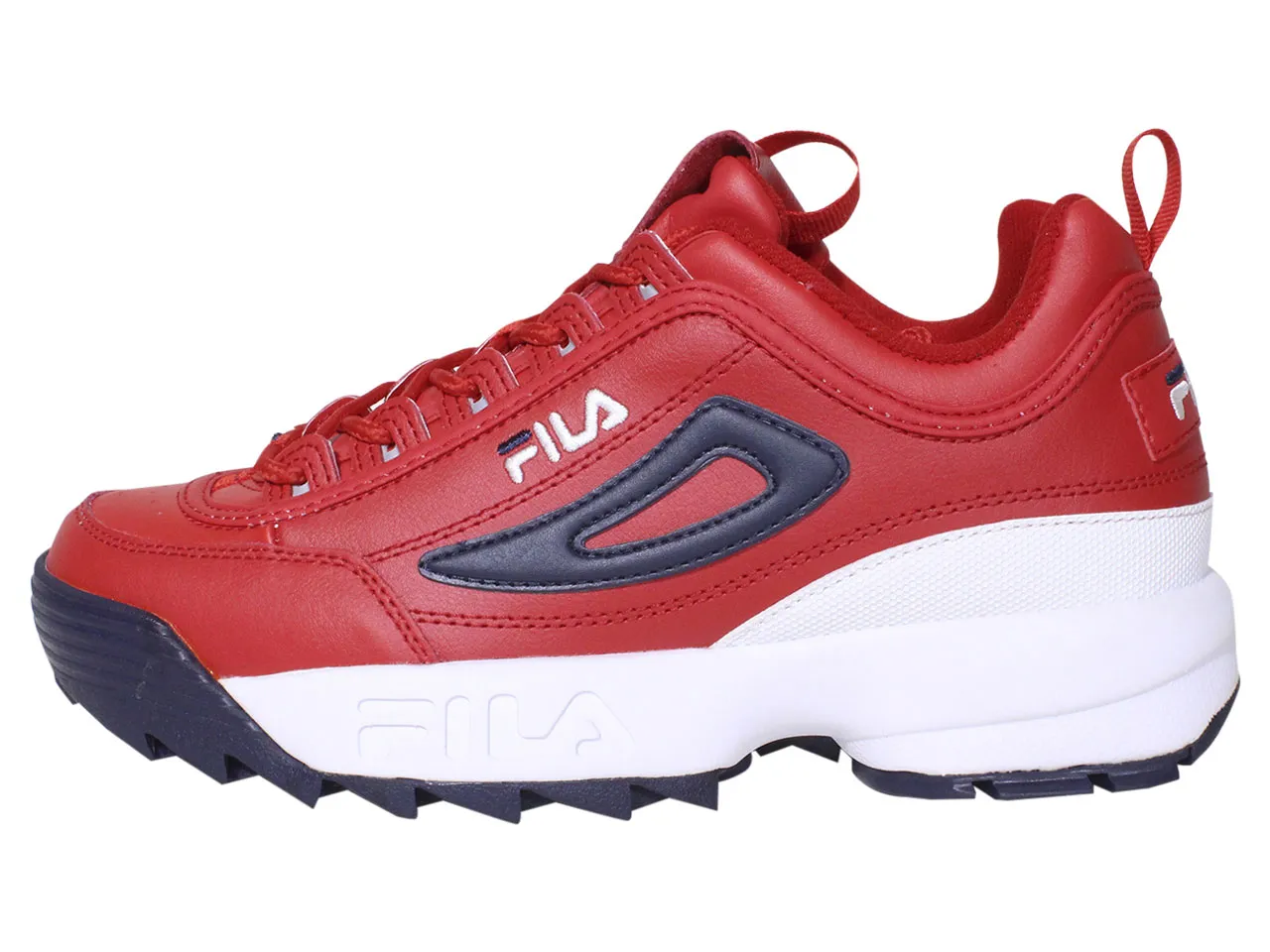 Fila Men's Disruptor-II-Premium Sneakers Premium Trainers White/Navy/Red Sz: 8