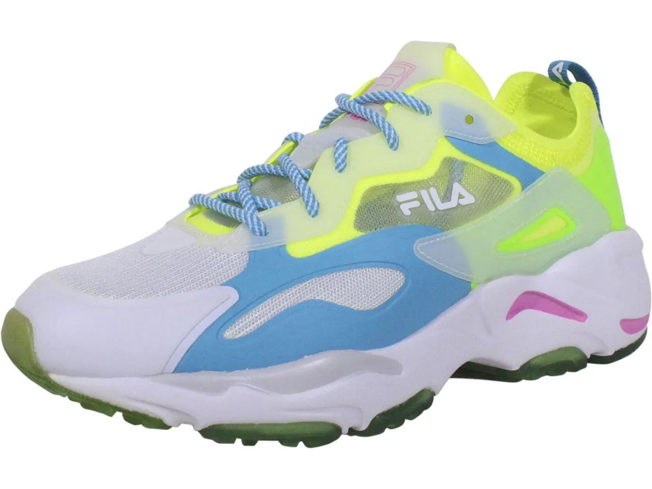 Fila Women's Ray Tracer Lite Sneakers Safety Yellow/Green Gecko/Blue Sz: 6.5