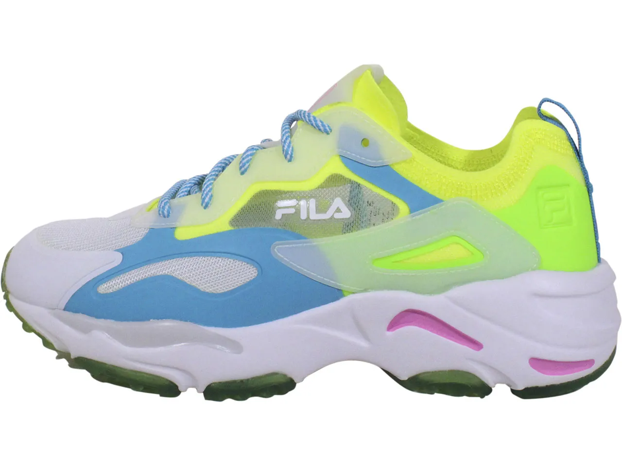 Fila Women's Ray Tracer Lite Sneakers Safety Yellow/Green Gecko/Blue Sz: 6.5