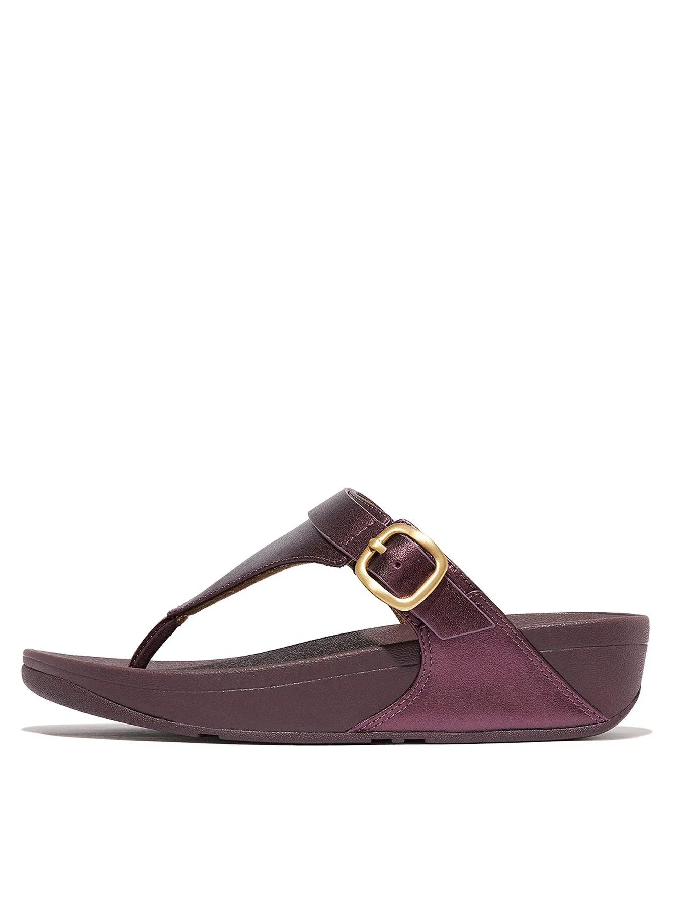 FitFlop Lulu Adjustable Metallic-leather Toe-post Sandals - Metallic Mauve Wine