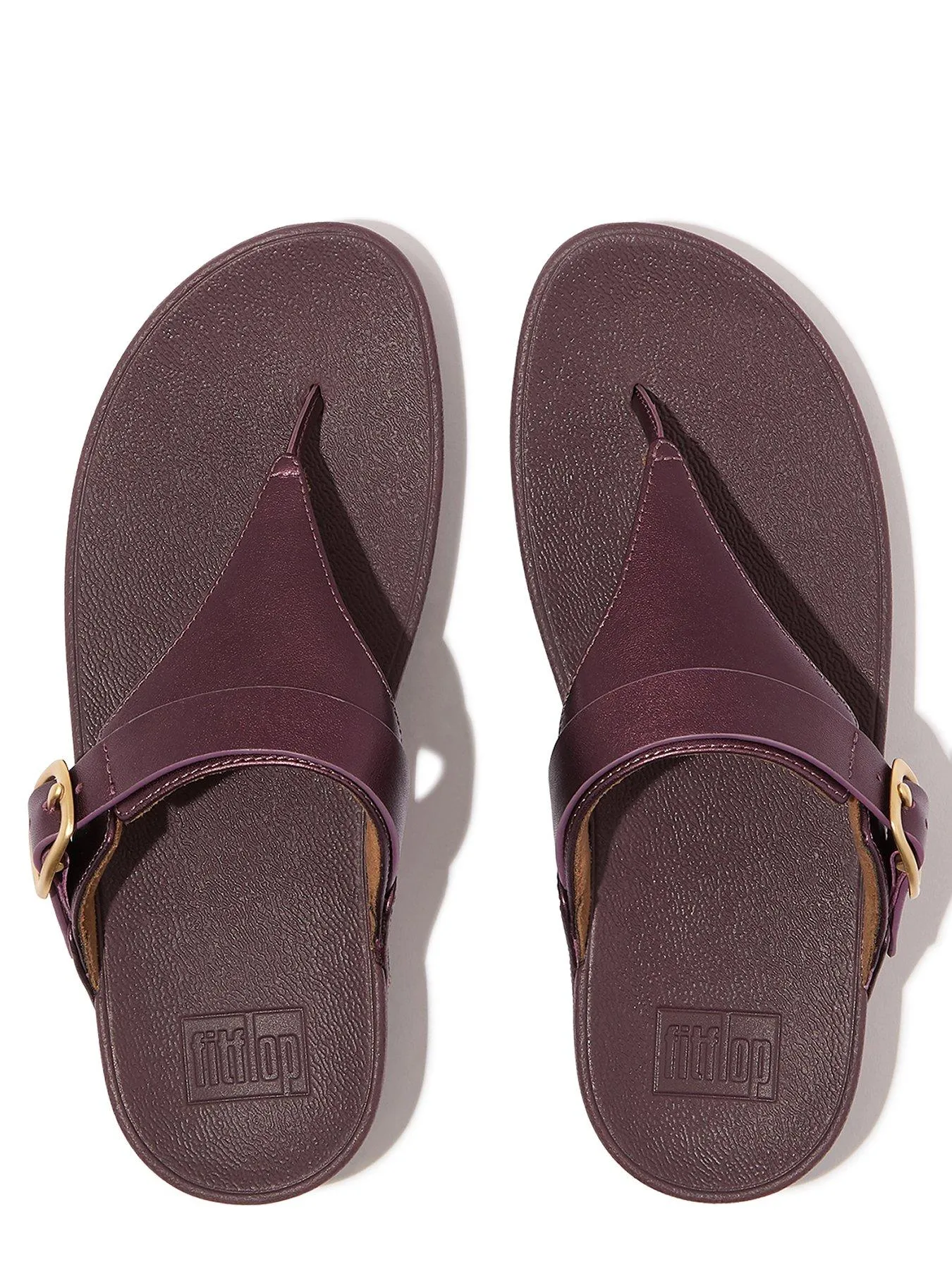 FitFlop Lulu Adjustable Metallic-leather Toe-post Sandals - Metallic Mauve Wine