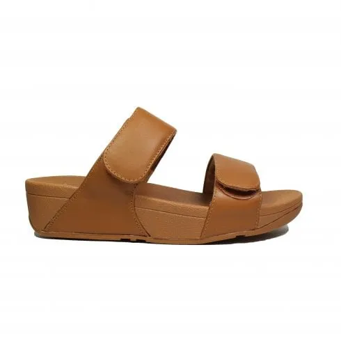 Fitflop Lulu Adjustable Slides | Light Tan Leather | Womens Sandals