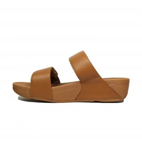 Fitflop Lulu Adjustable Slides | Light Tan Leather | Womens Sandals