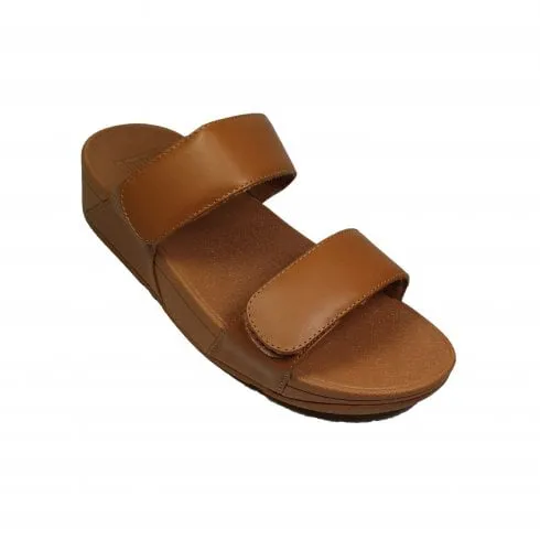 Fitflop Lulu Adjustable Slides | Light Tan Leather | Womens Sandals