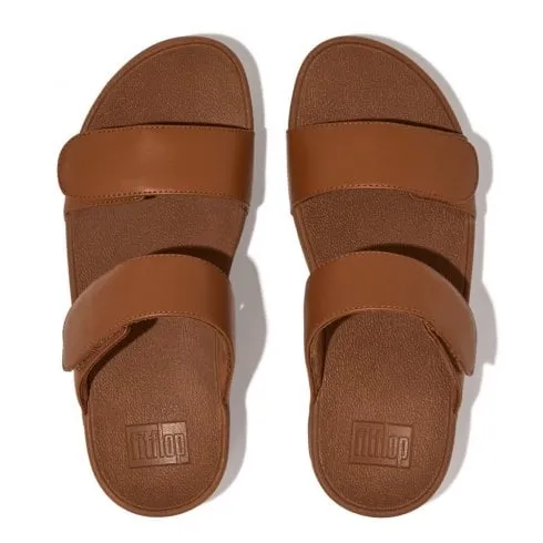 Fitflop Lulu Adjustable Slides | Light Tan Leather | Womens Sandals