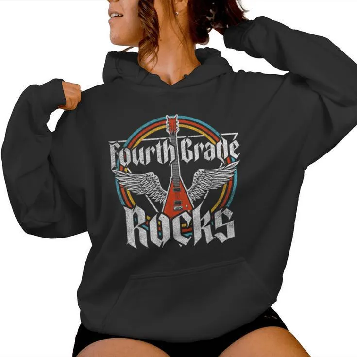 Fourth 4Th Grade Rocks Cool Teacher School Women Hoodie