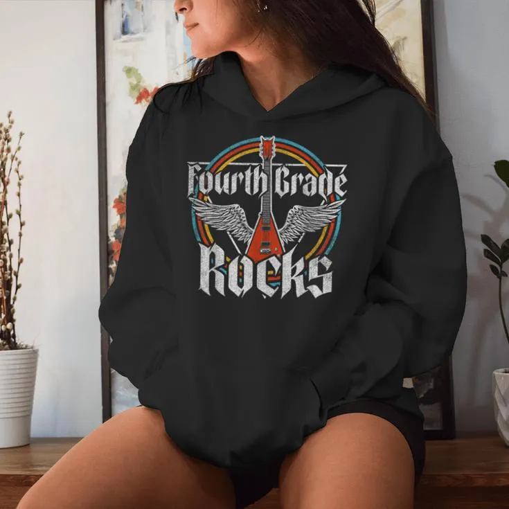 Fourth 4Th Grade Rocks Cool Teacher School Women Hoodie