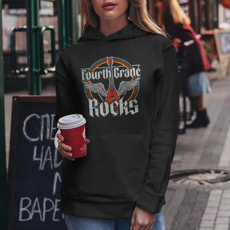 Fourth 4Th Grade Rocks Cool Teacher School Women Hoodie