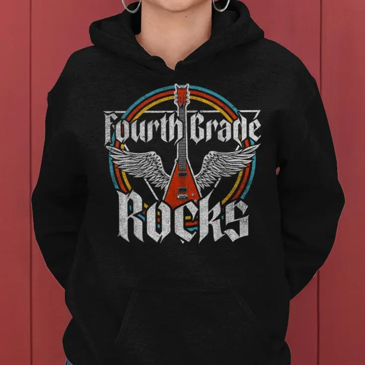 Fourth 4Th Grade Rocks Cool Teacher School Women Hoodie