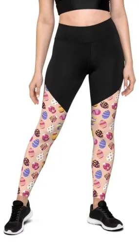 Fun Easter Eggs Pattern Compression Leggings