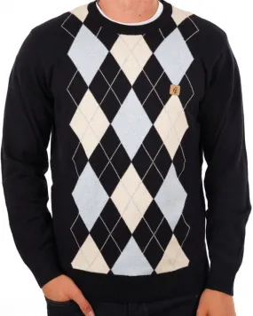 Gabicci Vintage Argyle Knit Jumper Navy 