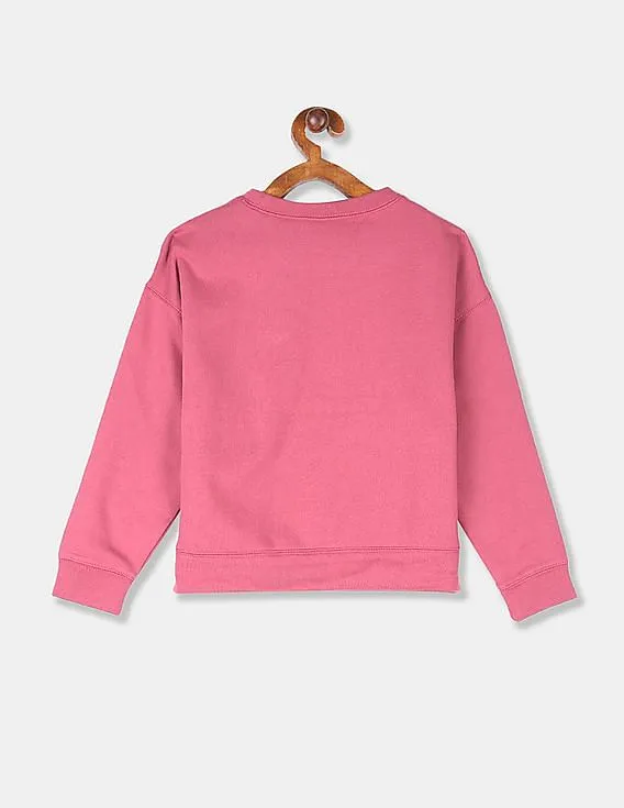 GAP Girls Pink Dolman Sleeve Logo Pullover Sweatshirt