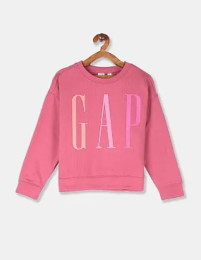 GAP Girls Pink Dolman Sleeve Logo Pullover Sweatshirt