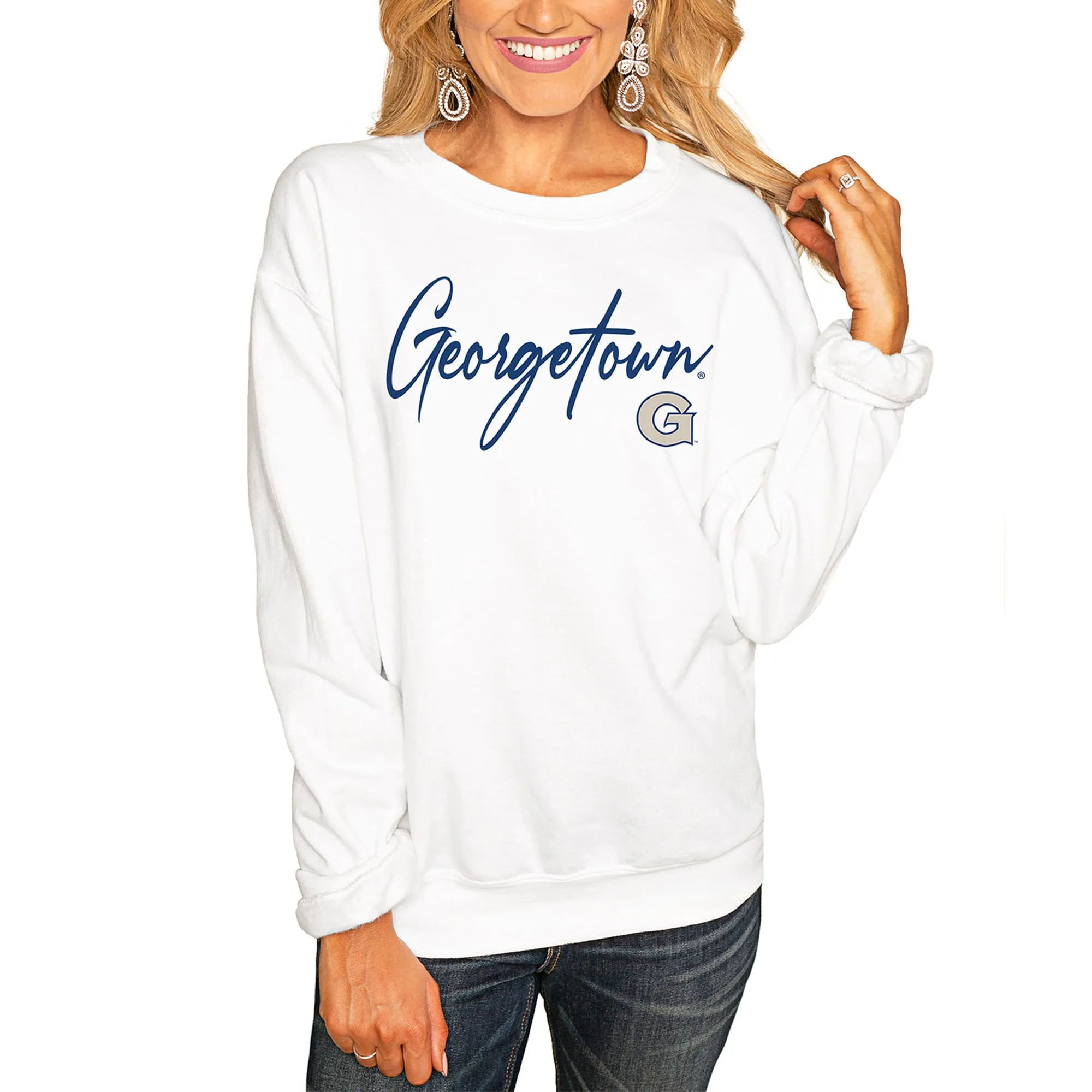 Georgetown Hoyas Women's White Win the Day Pullover Sweatshirt