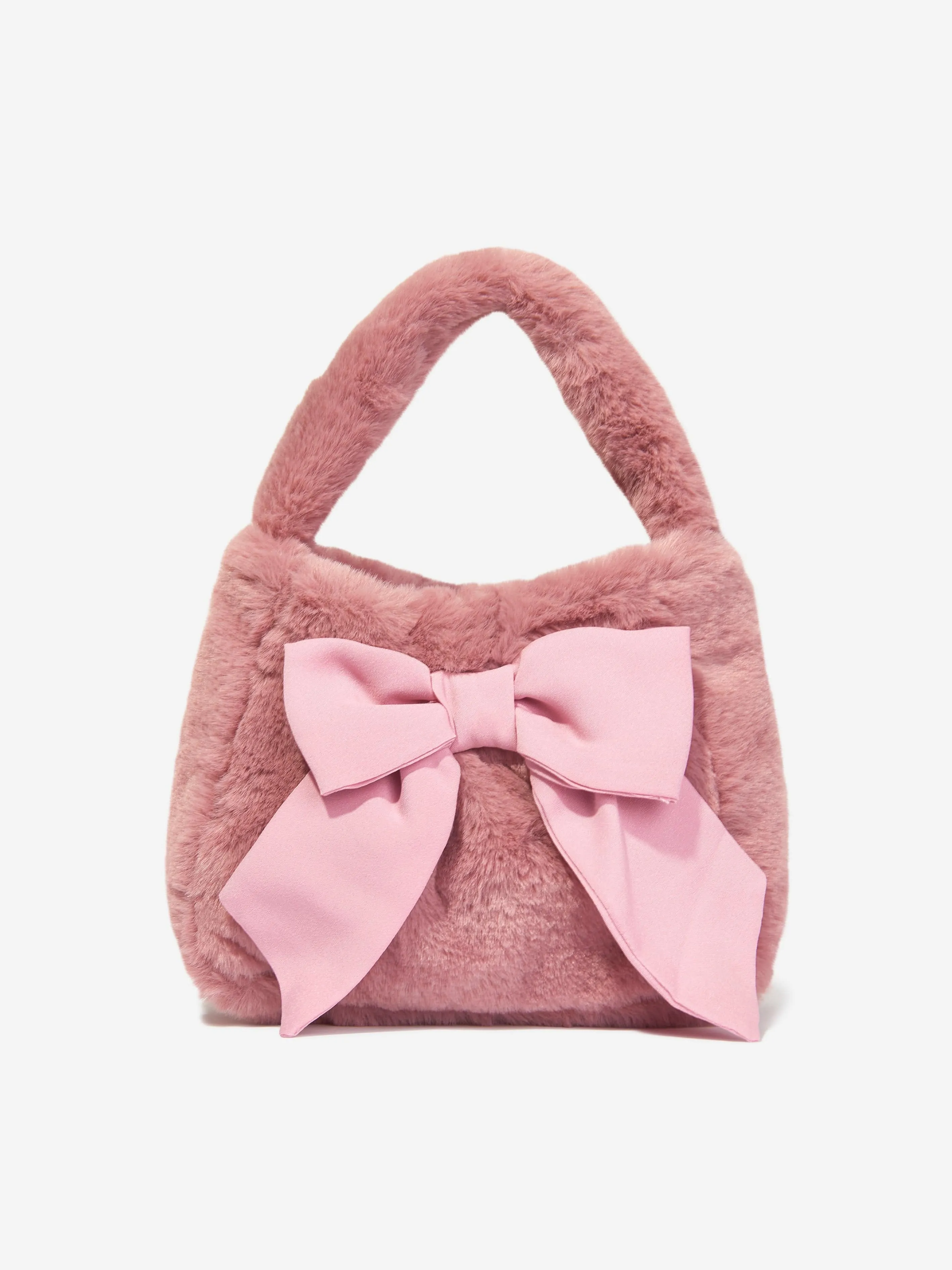 Girls Faux Fur Handbag in Pink (20cm)