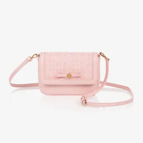 Girls Pink Leather & Tweed Medusa Bag (16cm)