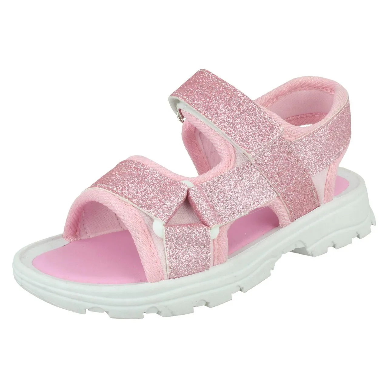 Girls Spot On Hook & Loop Strap Glitter Sandals H0R366