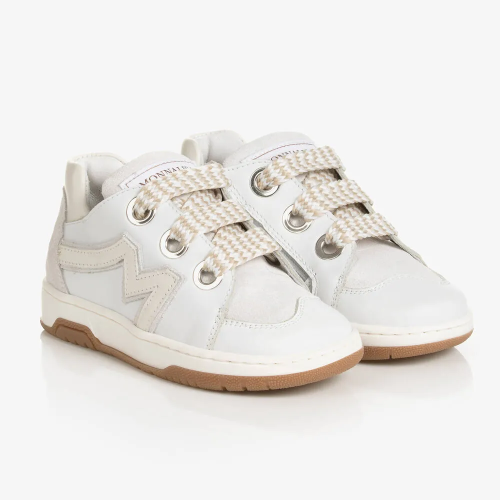 Girls White Leather Trainers