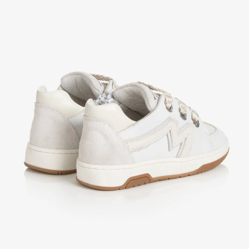 Girls White Leather Trainers