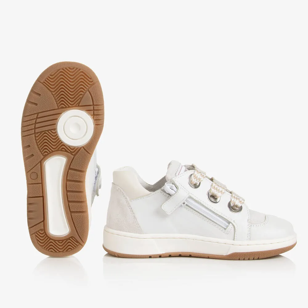 Girls White Leather Trainers