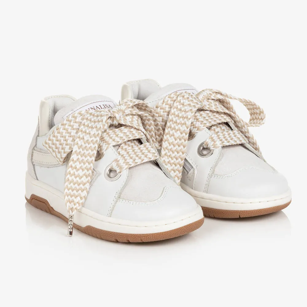 Girls White Leather Trainers