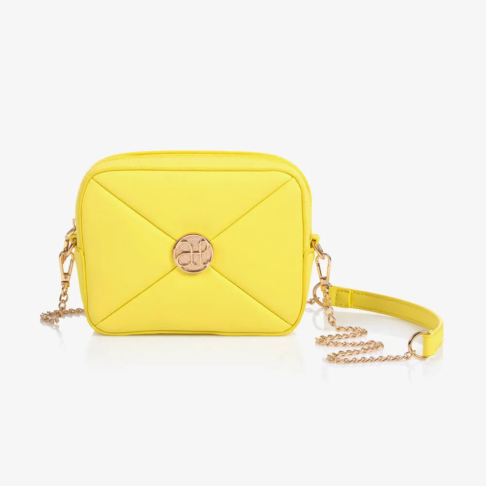 Girls Yellow Quilted Faux Leather Bag (17cm)