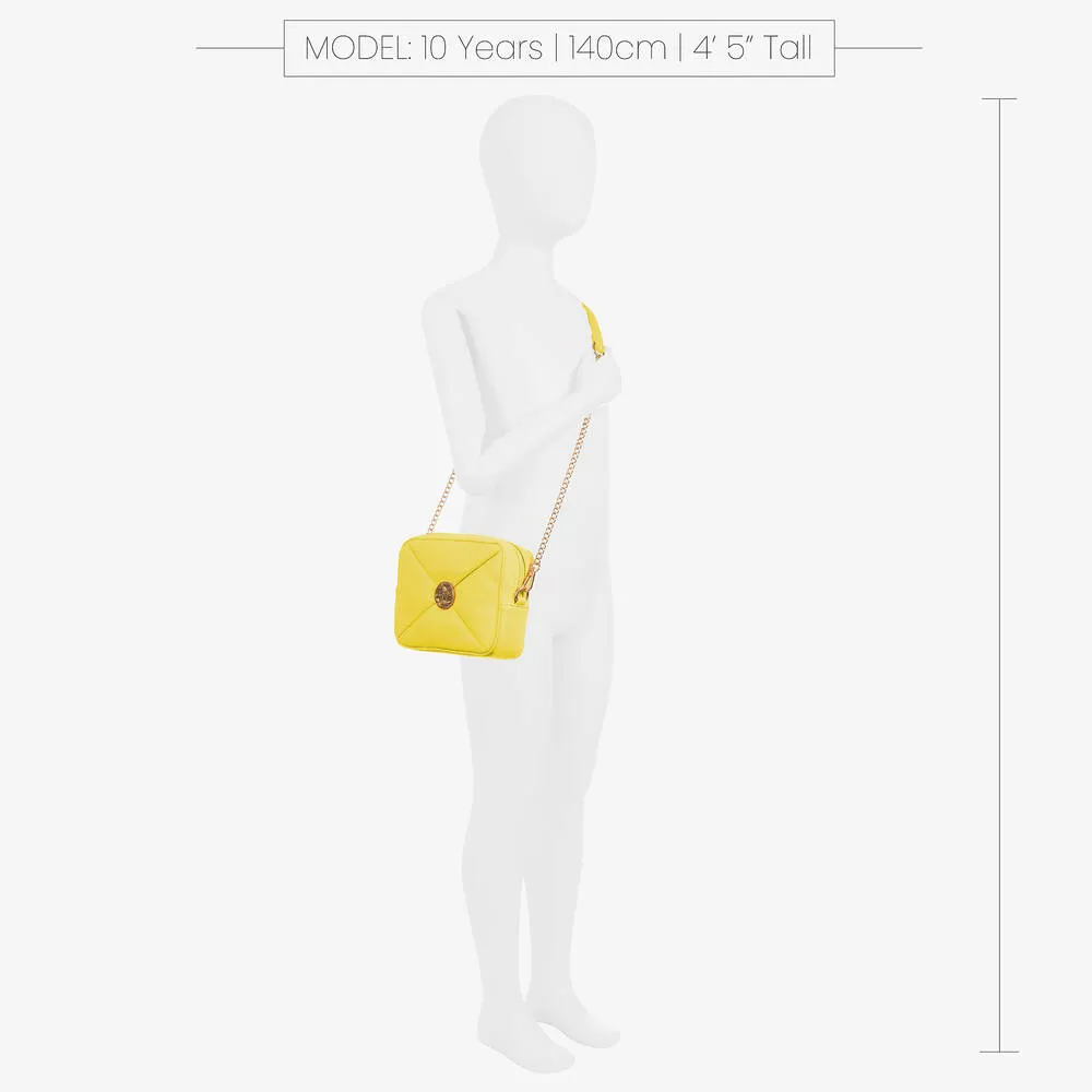 Girls Yellow Quilted Faux Leather Bag (17cm)