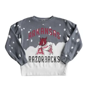 Girls Youth Gameday Couture Gray Arkansas Razorbacks Faded Pullover Sweatshirt