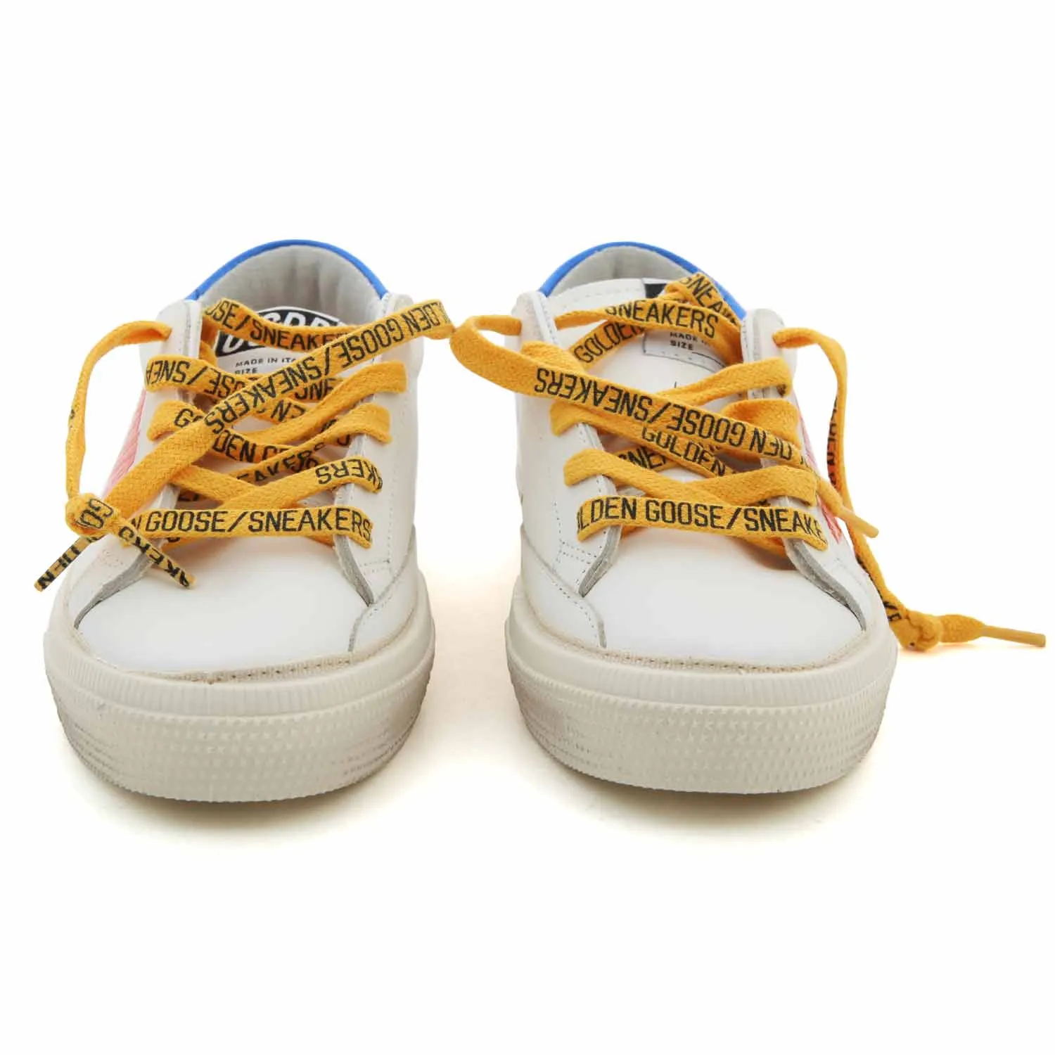 Golden Goose White Sstar Sneakers With Orange Star For Jr