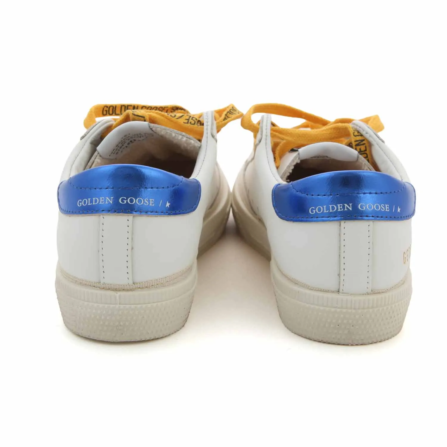 Golden Goose White Sstar Sneakers With Orange Star For Jr