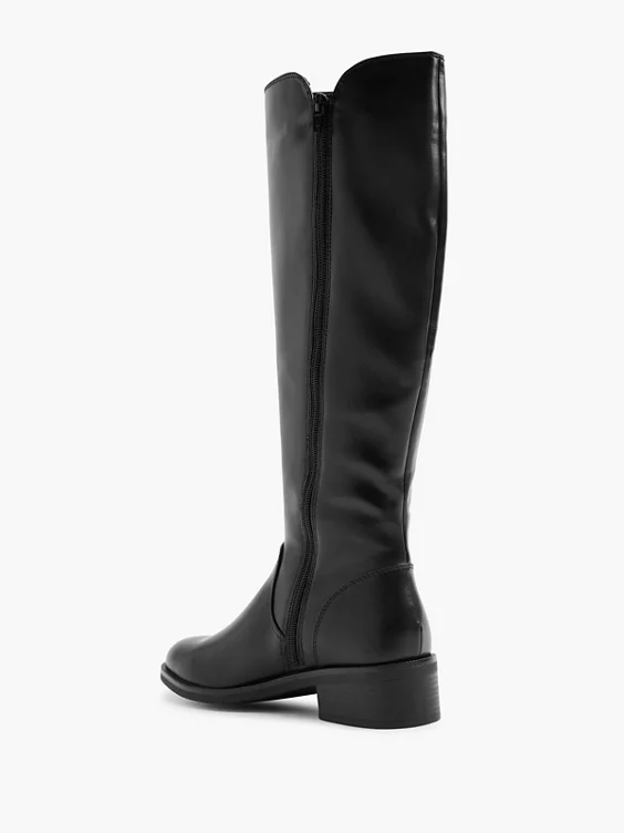 Graceland  Black Long Leg Boot with Zipper Detail