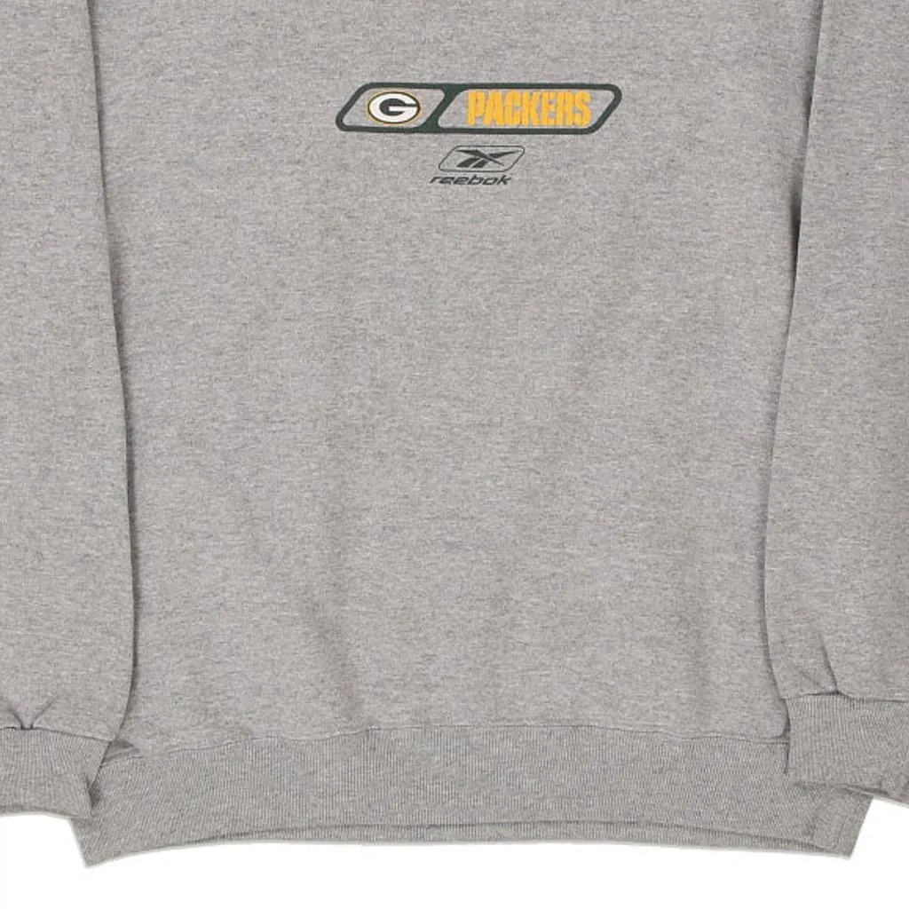 Green Bay Packers Reebok NFL Sweatshirt - Medium Grey Cotton Blend