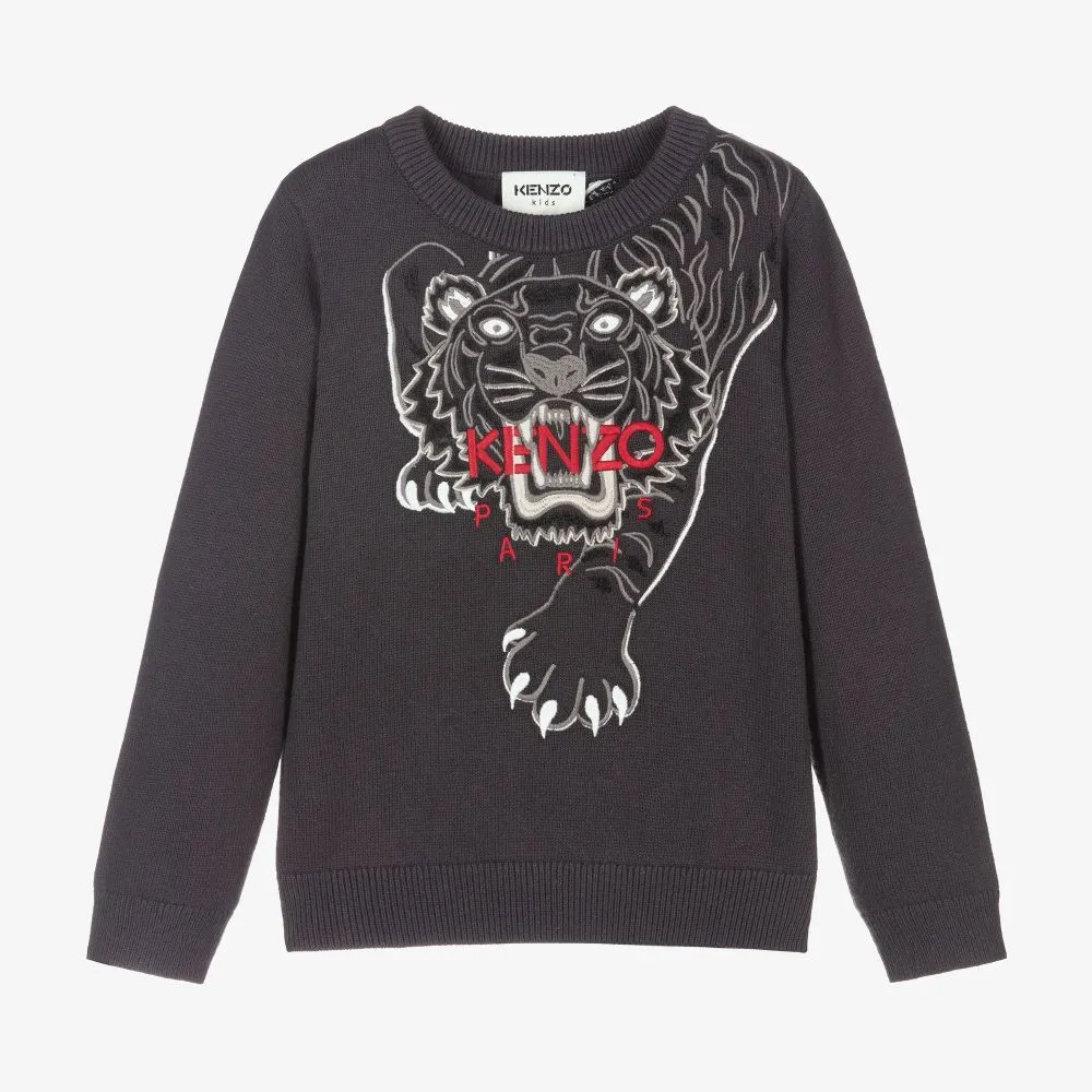 Grey Cotton Tiger Jumper