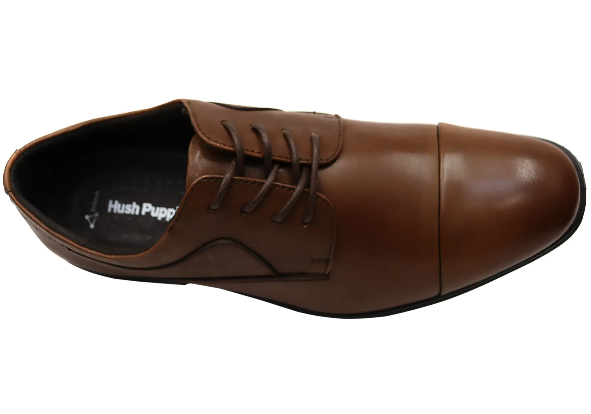 Hush Puppies Cain Mens Wide Fit Comfort Leather Lace Up Dress Shoes