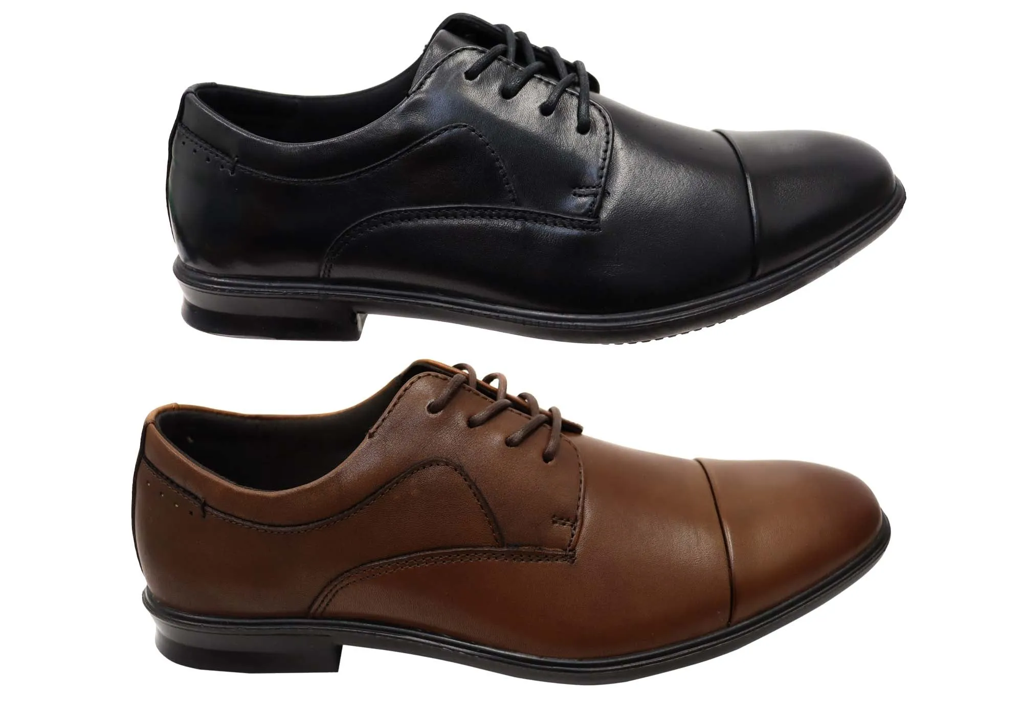 Hush Puppies Cain Mens Wide Fit Comfort Leather Lace Up Dress Shoes