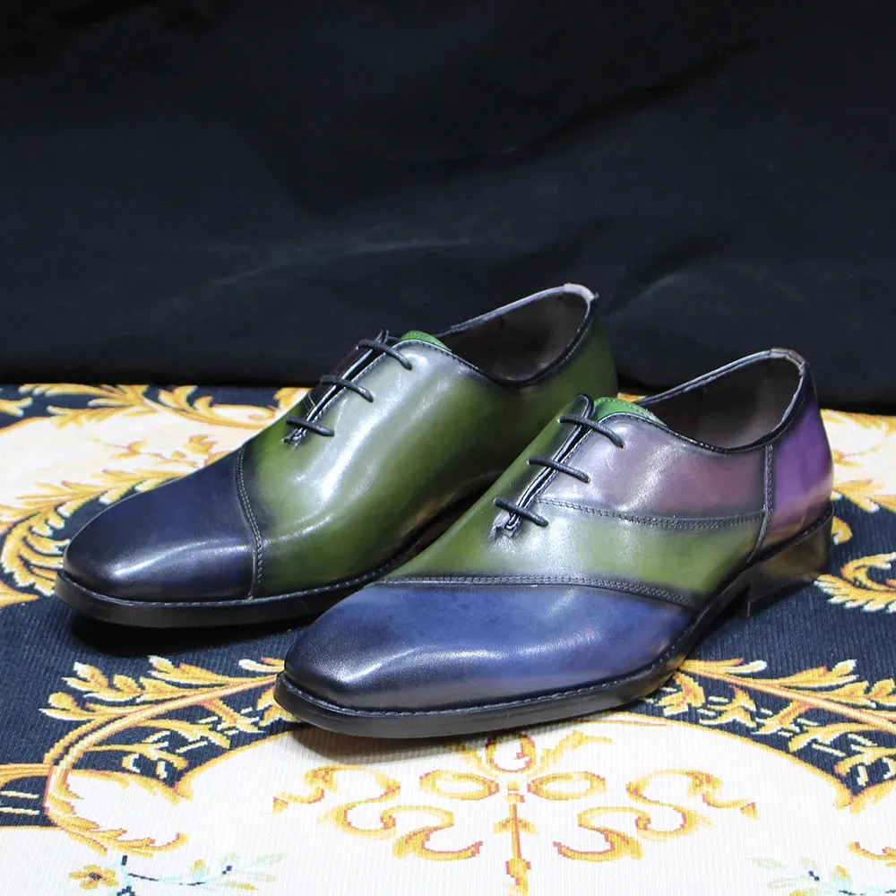 il gestore 3 - Two tone unique black and blue oxford shoes for men