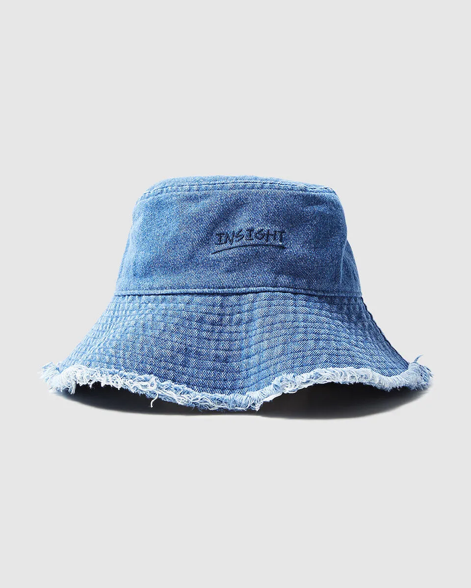 Insight Fray Denim Bucket Hat Blue