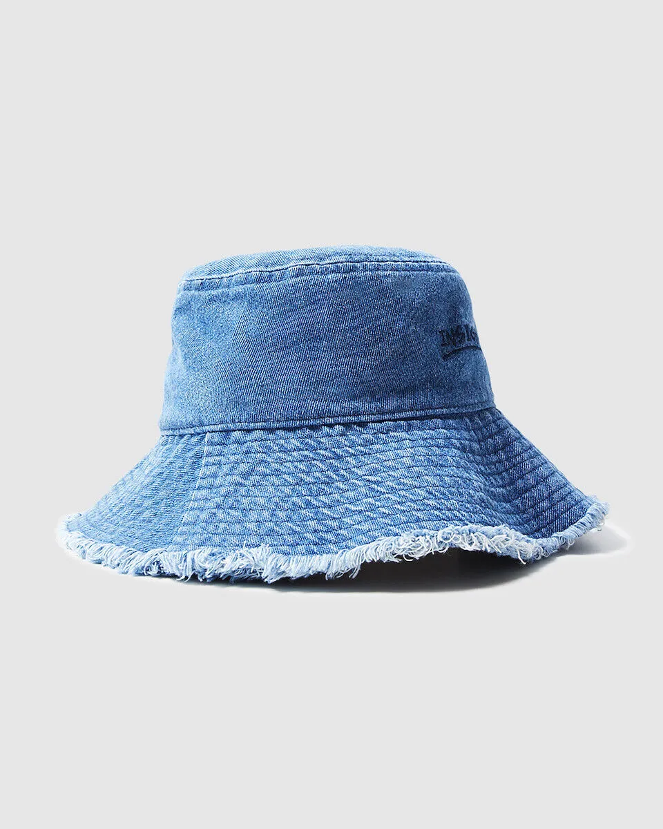 Insight Fray Denim Bucket Hat Blue