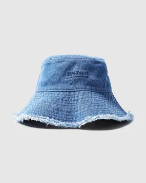 Insight Fray Denim Bucket Hat Blue