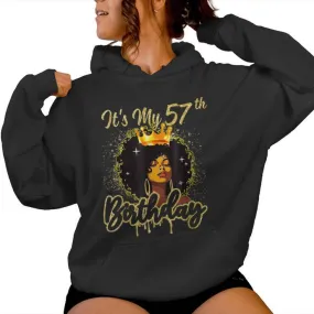 It's My 57Th Birthday Queen 57 Years Old Crown Gold Women Women Hoodie