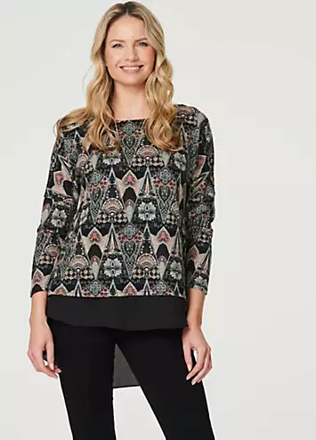 Izabel London Printed Layered Hem Jumper | Kaleidoscope