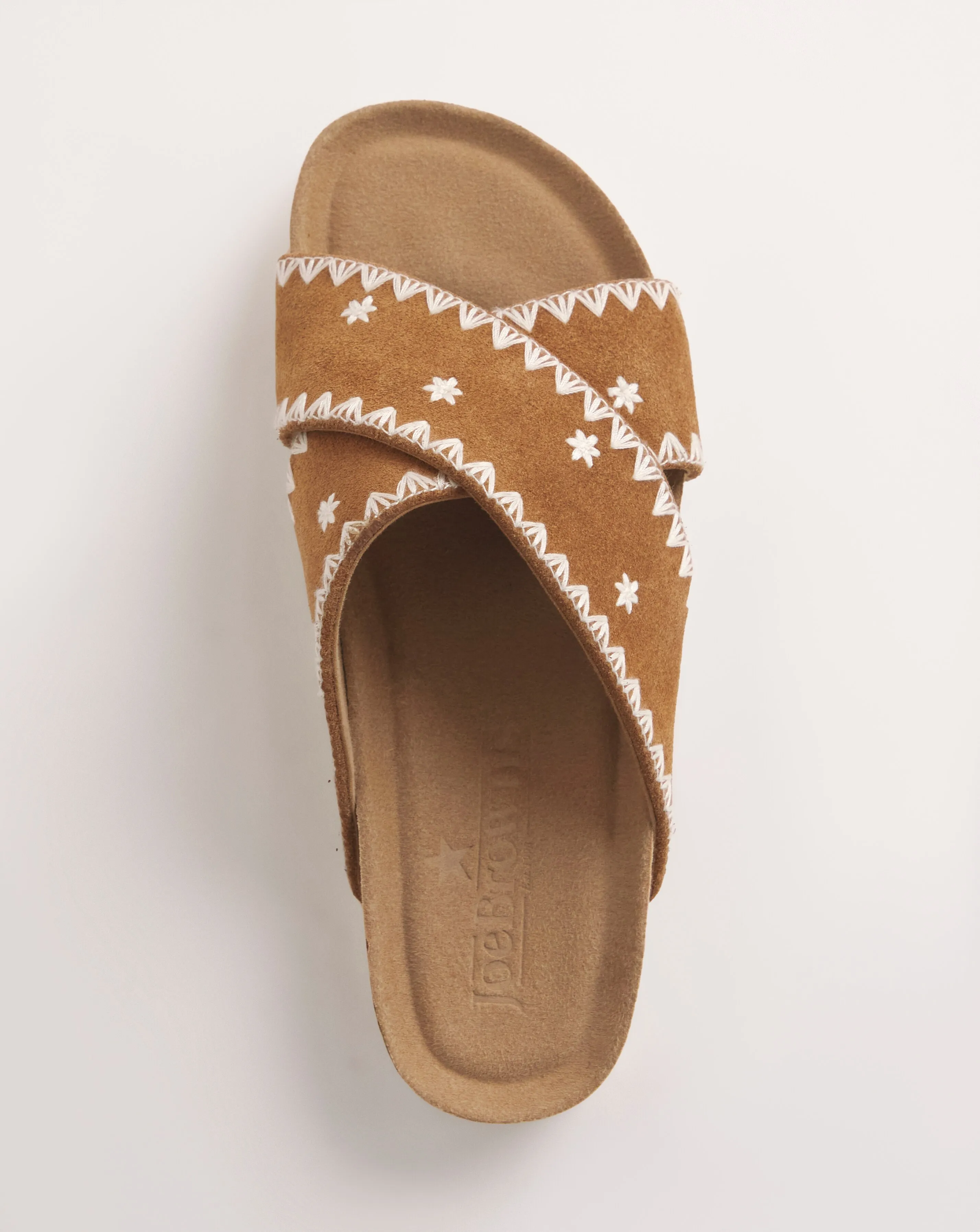 Joe Browns Cross Strap With Embroidery Slider Sandals Wide Fit