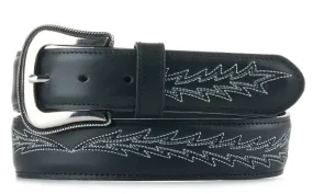 JRC & Sons Women's Nancy Black Boot Stitch Leather Western Belt