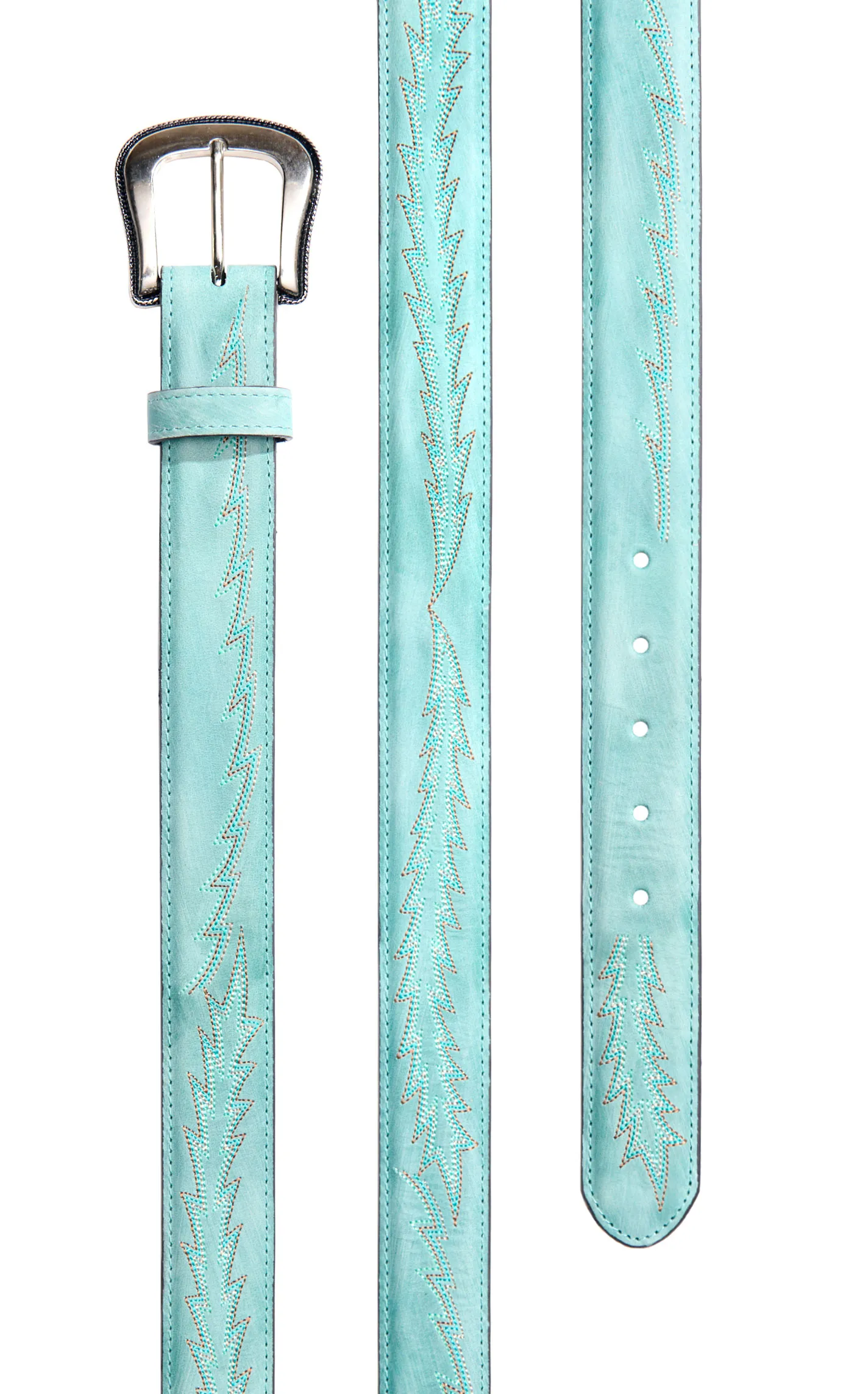 JRC & Sons Women's Nancy Turquoise Boot Stitch Leather Western Belt