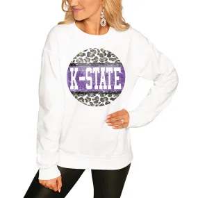 Kansas State Wildcats Women's White Scoop & Score Pullover Sweatshirt