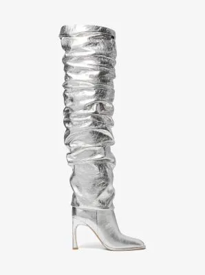 Kelsea Crackled Metallic Leather Slouchy Boot